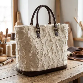 Bomullstyg med lin JACQUARD RUFFLE