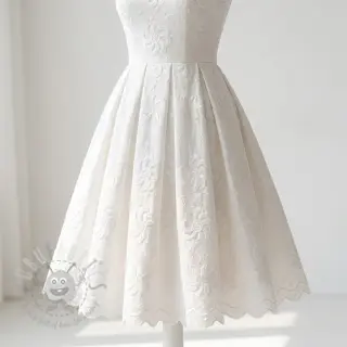 Bomullstyg EMBROIDERY Catchy Flowy white