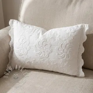 Bomullstyg EMBROIDERY Catchy Flowy white