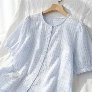 Bomullstyg EMBROIDERY Flowstripe
