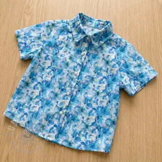 Bomullstyg EMBROIDERY Viola blue digital print
