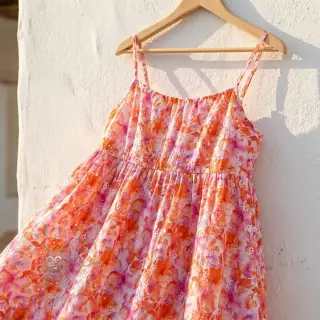 Bomullstyg EMBROIDERY Viola peach digital print