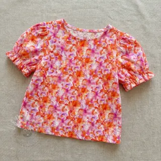 Bomullstyg EMBROIDERY Viola peach digital print