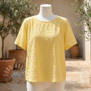 Bomullstyg SMOGGED EMBROIDERY yellow