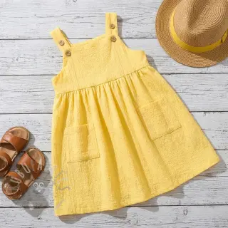 Bomullstyg SMOGGED EMBROIDERY yellow