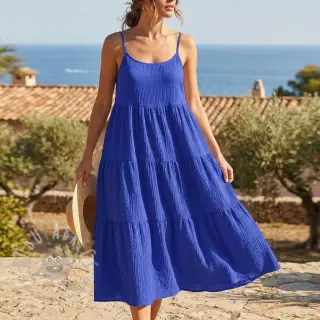 Bomullstyg SMOGGED EMBROIDERY cobalt