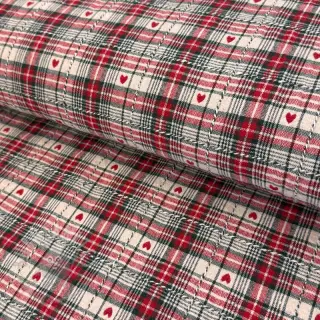 Dekorationstyg jacquard Villars ecru rouge