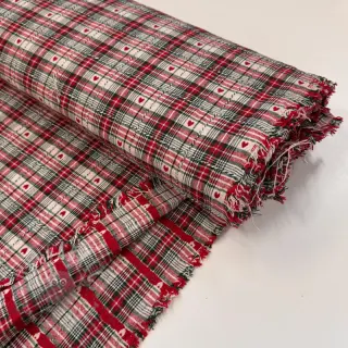 Dekorationstyg jacquard Villars ecru rouge