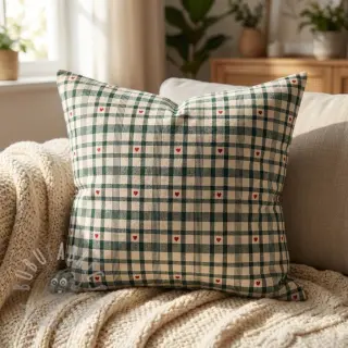 Dekorationstyg jacquard Ollon vert rouge