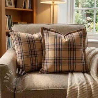 Dekorationstyg Ecossais beige coffee