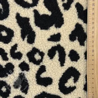 Kappmaterial TEDDY JACQUARD Animal skin black