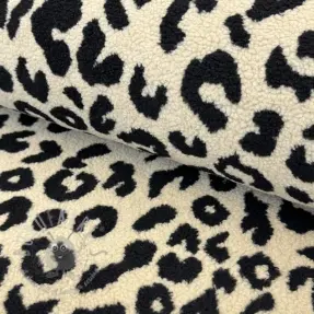 Kappmaterial TEDDY JACQUARD Animal skin black
