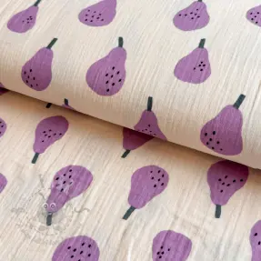 Dubbelgasväv/muslin Pears lavender by JENNIFER BOURON ORGANIC