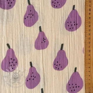 Dubbelgasväv/muslin Pears lavender by JENNIFER BOURON ORGANIC