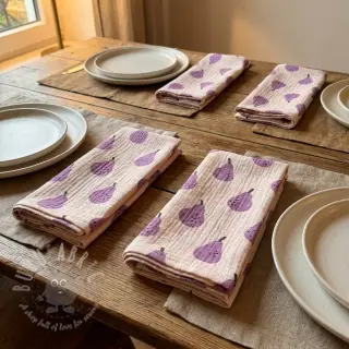 Dvojitá gázovina/mušelín Pears lavender by JENNIFER BOURON ORGANIC