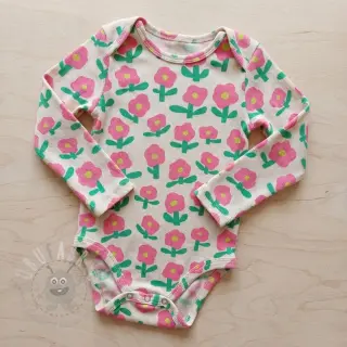 Jersey RIB JENNIFER BOURON Flowers natural pink ORGANIC