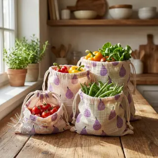 Dvojitá gázovina/mušelín Pears lavender by JENNIFER BOURON ORGANIC