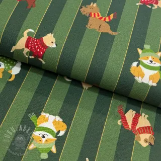 Dekorationstyg premium Dog frost friends army digital print