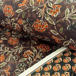 Sammet VELVET QUILT Flowers leaves dark brown