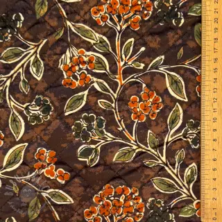 Sammet VELVET QUILT Flowers leaves dark brown