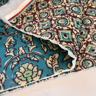 Sammet VELVET QUILT Flowers abstract petrol