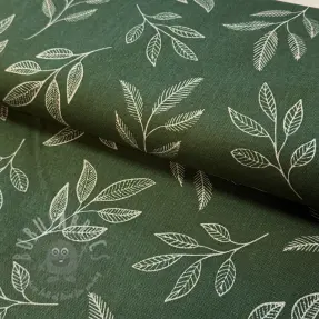 Dekorationstyg Linenlook Elegant leaf branch army