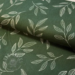 Dekorationstyg Linenlook Elegant leaf branch army