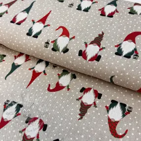 Dekorationstyg Linenlook Jolly tomte