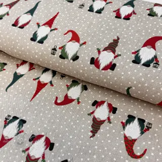 Dekorationstyg Linenlook Jolly tomte