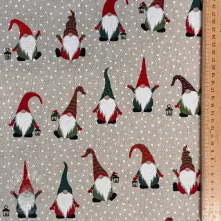 Dekorationstyg Linenlook Jolly tomte