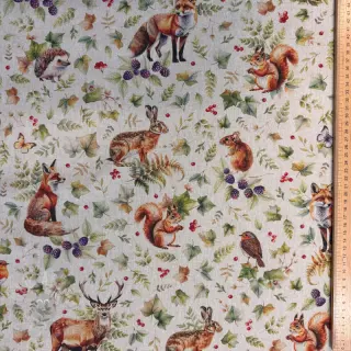 Dekorationstyg Linenlook Animal forest dream digital print