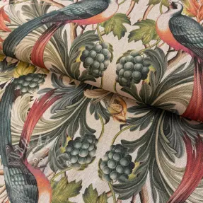 Dekorationstyg Linenlook Leafy paradise bird digital print