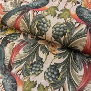Dekorationstyg Linenlook Leafy paradise bird digital print