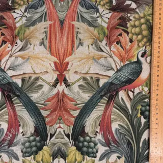 Dekorationstyg Linenlook Leafy paradise bird digital print