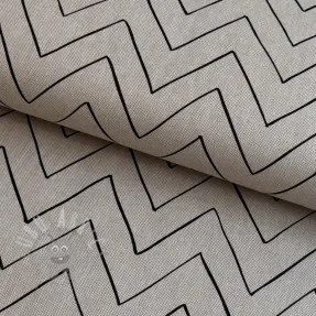 Dekorationstyg Linenlook Freehand zigzag lines