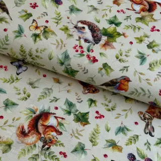 Dekorationstyg premium Animal forest dream beige digital print