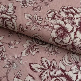Dekorationstyg Linenlook Elegant rose bloom wine