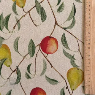 Dekorationstyg Linenlook Apple pear branch digital print