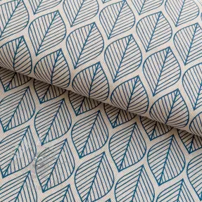 Dekorationstyg Linenlook Leaf line minimalist denim