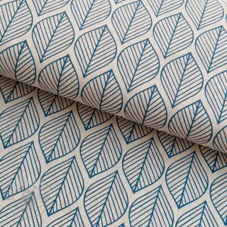 Dekorationstyg Linenlook Leaf line minimalist denim