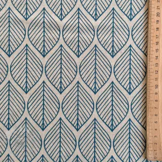 Dekorationstyg Linenlook Leaf line minimalist denim