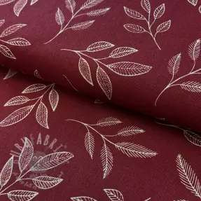 Dekorationstyg Linenlook Elegant leaf branch wine