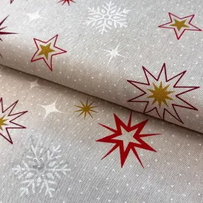 Dekorationstyg Linenlook Magic star red gold