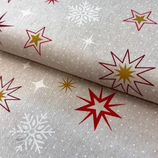 Dekorationstyg Linenlook Magic star red gold