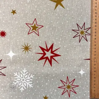 Dekorationstyg Linenlook Magic star red gold