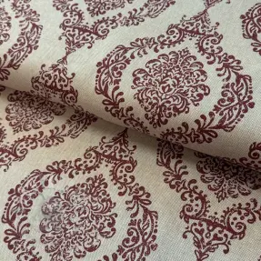 Dekorationstyg Linenlook Baroque damask charm wine