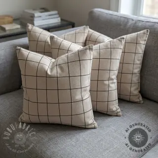 Dekorationstyg Linenlook Freehand grid lines