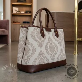 Dekorationstyg Linenlook Baroque damask charm taupe