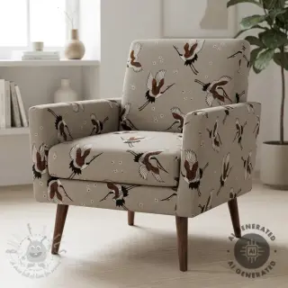Dekorationstyg Linenlook Crane blossom sky