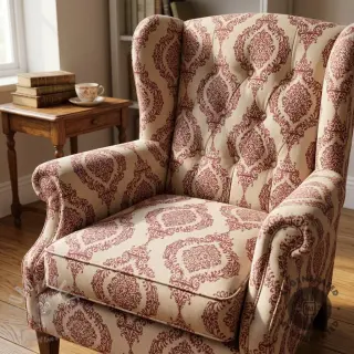 Dekorationstyg Linenlook Baroque damask charm wine
